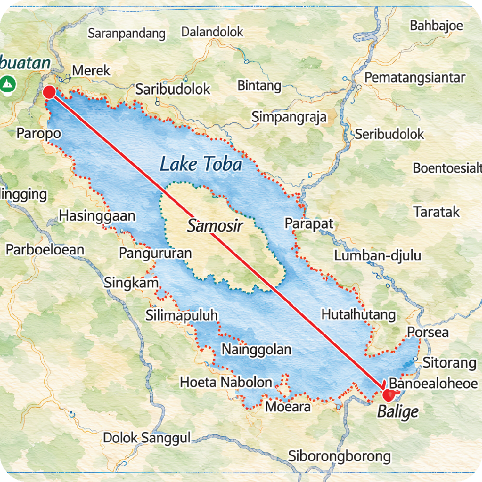 Instrument cable map across Lake Toba